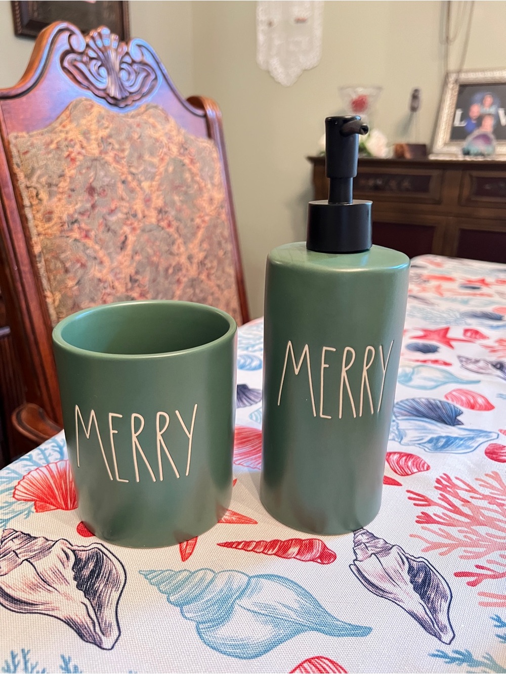 Rae Dunn Sage Green Artisan bathroom decor